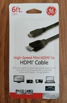 High Speed Black Hdmi Cable 6ft For Hdtv General Electric A To C Mini Ge. Fixed Price $6.99.