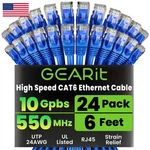 Gearit Cat 6 Ethernet Patch Cable Ft Blue 24-pack Cat6 Cables. Fixed Price $124.20.
