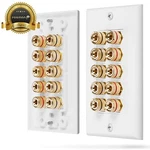 Fosmon 5 Speaker 10 Binding Home Theater Gold Copper Banana Post Wall Plate Jack. Fixed Price $20.99.