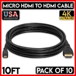Micro Hdmi Cable 10 Ft Male Type D Cord 4k 1080p Hdtv Gopro Camera Pack. Fixed Price $57.49.