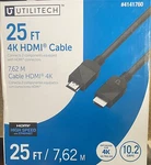 Utilitech 25 Ft 4k Hdmi Cable 10.2 Gbps 4141760 High Speed Ethernet. Fixed Price $14.99.