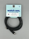 Onn Dual-shield Coax Cable 6 Feet Rg6 F-connectors Black. Fixed Price $6.95.