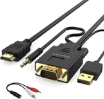 Foinnex Vga To Hdmi Cable With Audio, 1080p Adapter Vga.... Fixed Price $15.99.