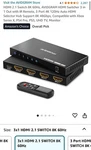 Avidgram Hdmi 2.1 Switch 8k 3 In 1 Out W Ir Remote Port Xbox Ps4 Ps5 Roku B4. Fixed Price $39.99.