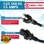 Cablesandkits 6ft 3 Prong Ac Power Cord Cable 15a 125v 5-15p To C15. Fixed Price $27.99.