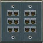 Riteav - Cat6 Shielded Wall Plate 12 Port Flat 2 Gang Stainless Steel. Fixed Price $68.70.