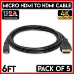 Micro Hdmi Cable 6 Ft Male Type D Cord 4k 1080p Hdtv Gopro Camera 5 Pack. Fixed Price $25.49.